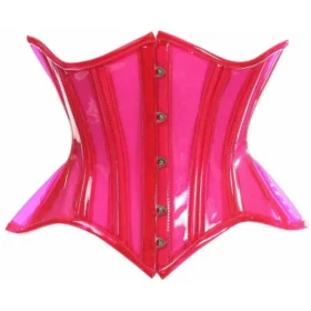 PVC Vinyl Clear Pink Waist Mini Cincher Regular Curvy Corset