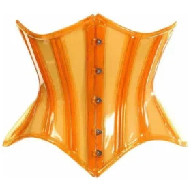 PVC Vinyl Clear Orange Waist Mini Cincher Regular Curvy Corset