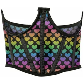 Curvy's Rainbow Hearts Mesh Open Cup Corsets