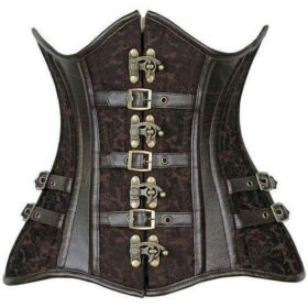 Curvy Dark Brown Steampunk Under Bust Half Corset