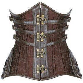 CURVY Brown Steampunk Steel Double Boned Under Bust Half Corset
