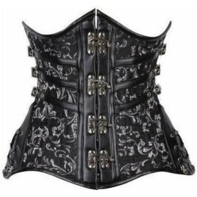 CURVY Black Steampunk Steel Double Boned Under Bust Half Corset