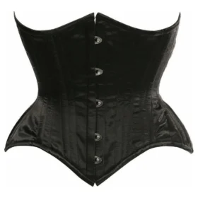 Black Satin Double Steel Boned Regular Curvy Cut Waist Cincher Corset