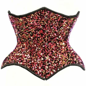Multi Pink Sequin Curvy Cut Waist Cincher Corset Waist Trainer