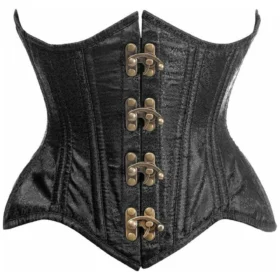 Top Drawer Cupless Double Steel Boned Black Brocade Underbust Regular Curvy Corset