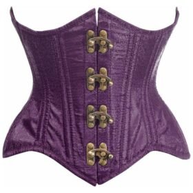 Top Drawer Cupless Double Steel Boned Plum Brocade Underbust Regular Curvy Corset