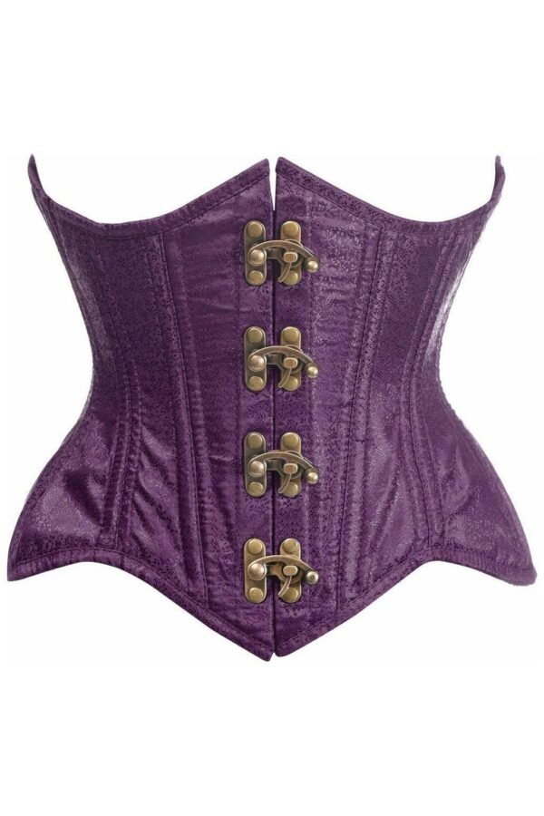 Top Drawer Cupless Double Steel Boned Plum Brocade Underbust Regular Curvy Corset