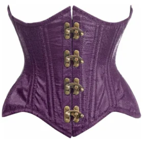 Gothic Curvy Double Steel Boned Purple Brocade Half Corset