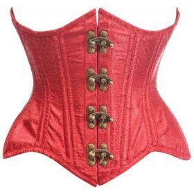 Top Drawer Cupless Double Steel Boned Red Brocade Underbust Regular Curvy Corset