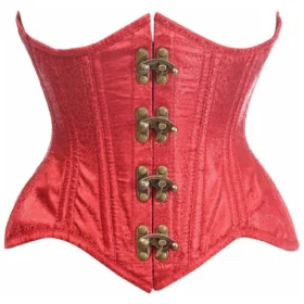 Double Steel Boned Red Wine Brocade Curvy Underbust Half Corset