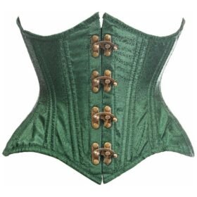 Top Drawer Cupless Double Steel Boned Green Brocade Underbust Regular Curvy Corset