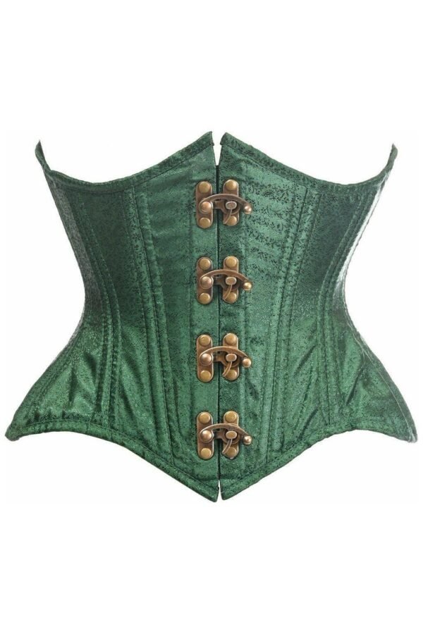 Top Drawer Cupless Double Steel Boned Green Brocade Underbust Regular Curvy Corset