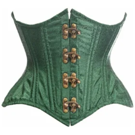 Double Steel Boned Green Brocade Curvy Underbust Half Corset