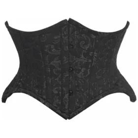 Black Brocade Double Steel Boned Mini Cincher Regular Curvy Corset