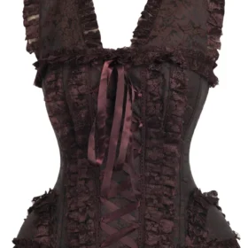 Gothic brocade lace steampunk brown corset curvycorset.com