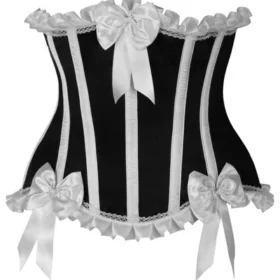 Curvy's Bridal Black/White Lace Underwire Half Corset Dress