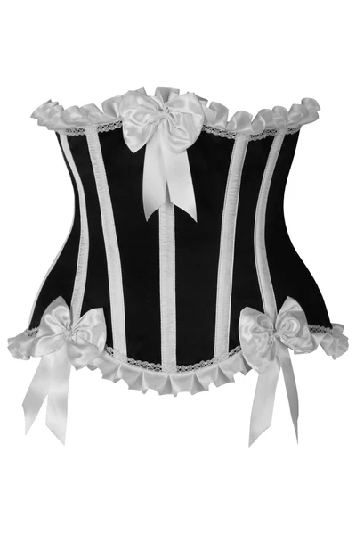 Curvy's Bridal Black/White Lace Underwire Half Corset Dress