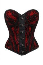 Red Lace Steel Boned Underwire Gothic Bustier Corset Top curvycorset.com