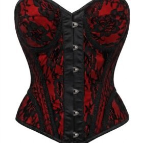 Red Lace Steel Boned Underwire Gothic Bustier Corset Top curvycorset.com