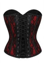 Red Lace Steel Boned Underwire Gothic Bustier Corset Top curvycorset.com
