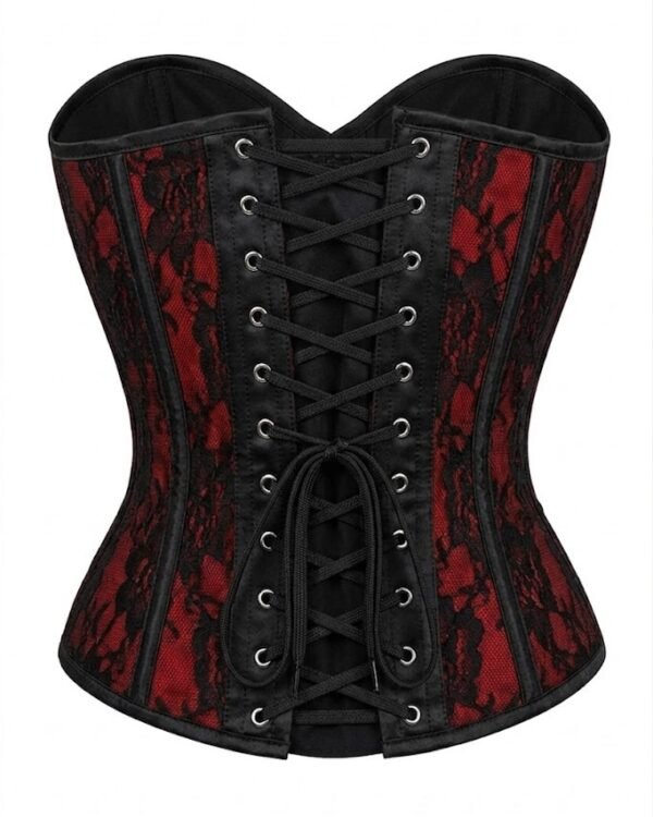 Red Lace Steel Boned Underwire Gothic Bustier Corset Top curvycorset.com