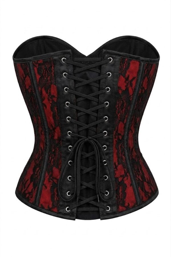 Red Lace Steel Boned Underwire Gothic Bustier Corset Top curvycorset.com