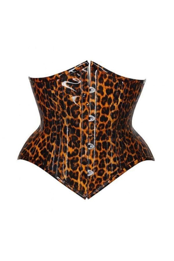 Cheetah Print PVC Curvy Cut Underbust Half Corset