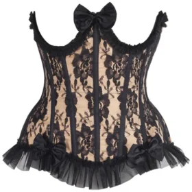 Halloween Nude/Black Lace Underwire Half Corset Dress