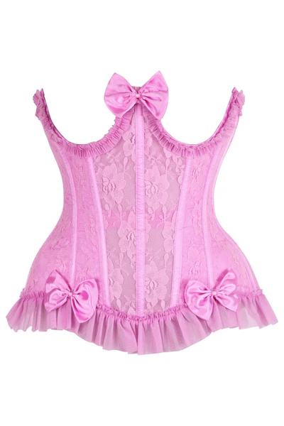 Curvy's Bridal Pink Lace Underwire Half Corset Dress