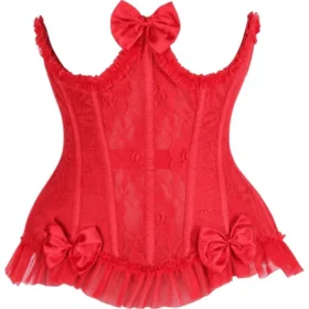 Red Lace Underwire Burlesque Underbust Half Corset Curvy Waist Cincher