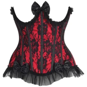Halloween Red/Black Lace Underwire Burlesque Underbust Half Corset