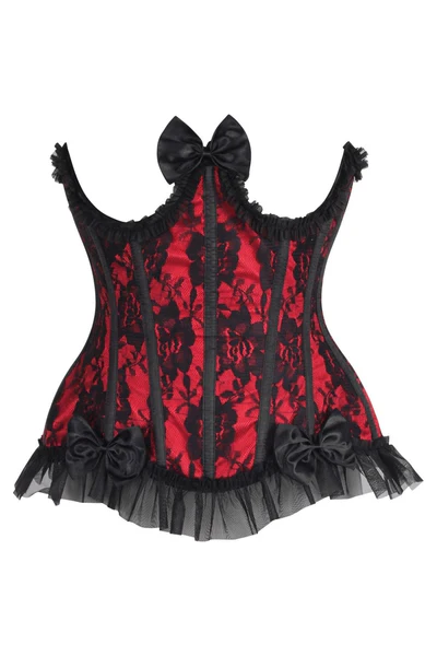 Halloween Red/Black Lace Underwire Burlesque Underbust Half Corset