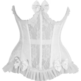 White Lace Underwire Burlesque Underbust Half Corset Curvy Waist Cincher