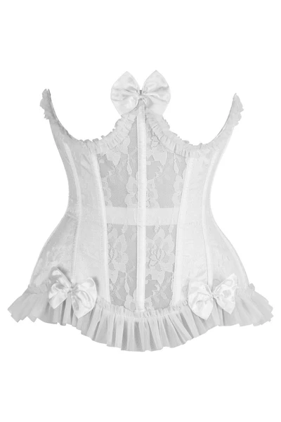White Lace Underwire Burlesque Underbust Half Corset Curvy Waist Cincher