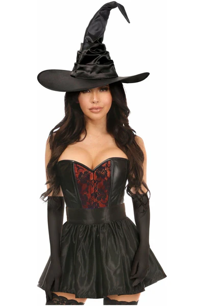 Red Lace Witch Halloween Corset Costume