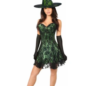 Green Lace Halloween Corset Dress Costume For Women
