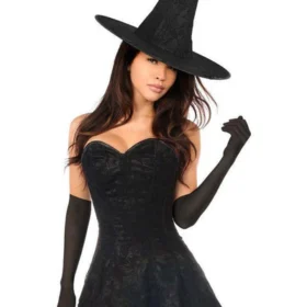 Dark Black Sultry Witch Halloween Corset Dress Costume