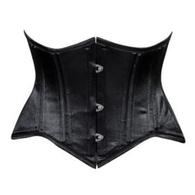 Gothic Black Satin Mini Cincher Underbust Half Corset Waist Cincher