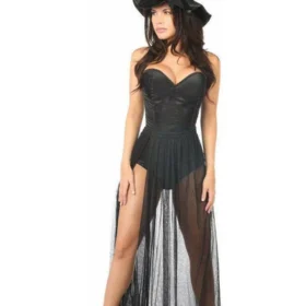 Gothic Black Evil Witch Halloween Corset Costume For Women