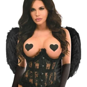Black Lace Dark Angel Halloween Underbust Corset Costume