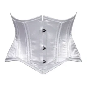 White Satin Mini Cincher Underbust Half Corset Waist Cincher Busk Closure