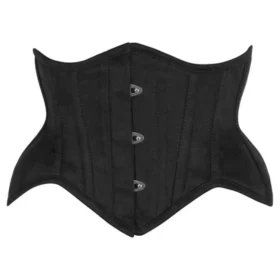 Black Suede Steel Boned Mini Waist Cincher Half Corset