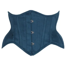 Blue  Suede Steel Boned Mini Waist Cincher Half Corset