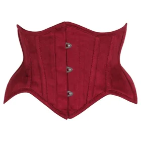 Red Suede Steel Boned Mini Waist Cincher Half Corset
