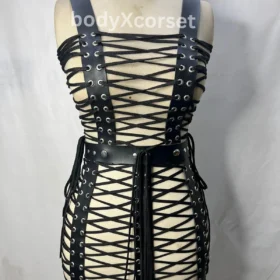 Vegan Leather Rib Cage Harness: Gothic Corset Lingerie, Cosplay Costume