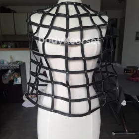 Black Faux Leather Full Body Cage Harness: Rivet Punk Rave Outfit