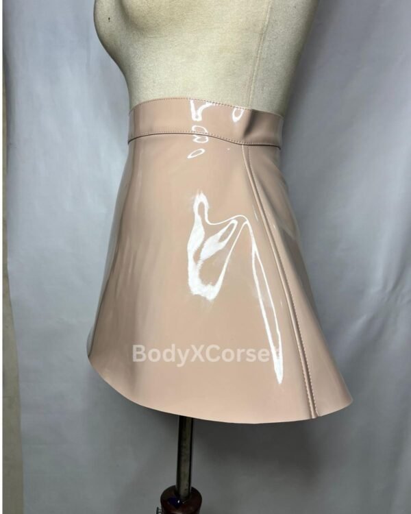 Faux Leather Nude Mini Skirt High Waist Partywear