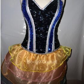 Rainbow Sequin Bustier Dress with Layered Tulle Skirt