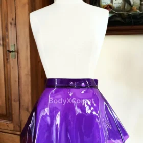 Purple Vinyl Skater Skirt: High Waist A-Line Rave Cosplay