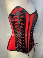 Red Black Steel Boned Overbust Corset Waist Trainer